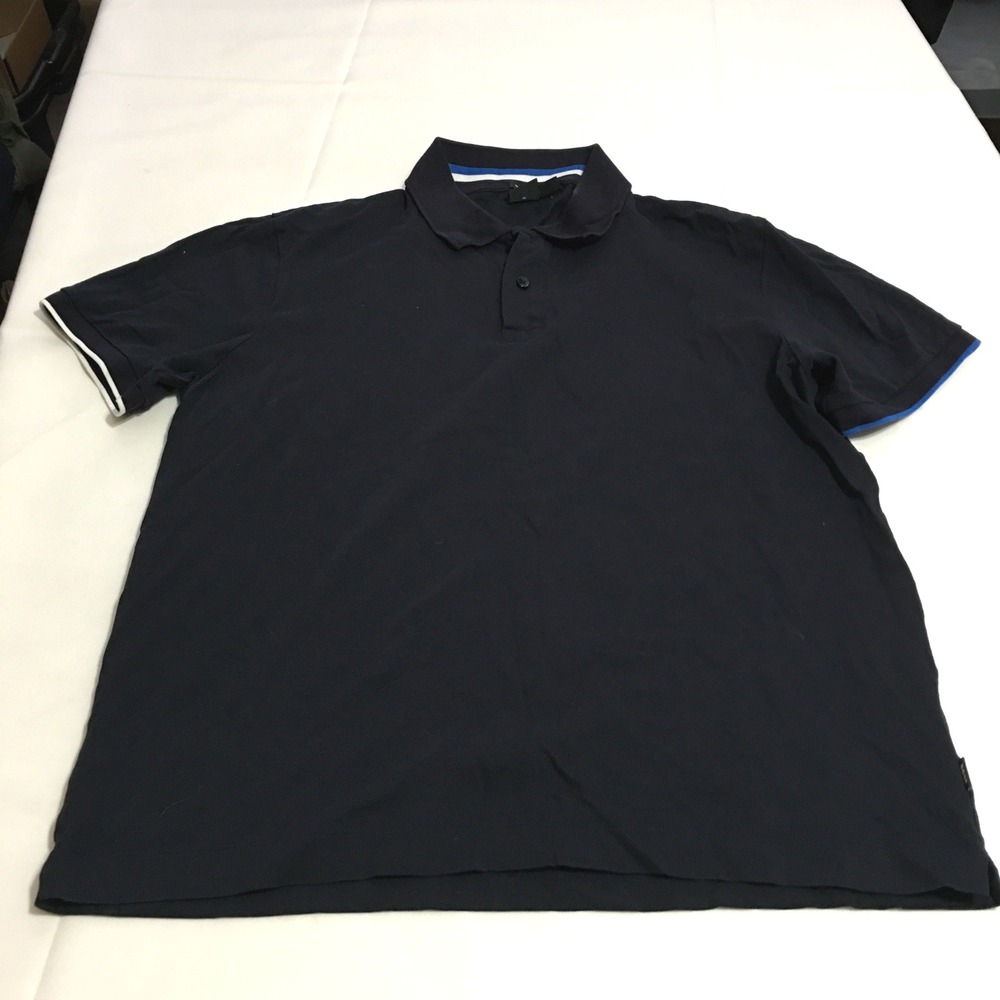 Hugo BOSS Polo Shirt Mens Large (Tag XL) Navy Blue Mercerised Cotton S/S